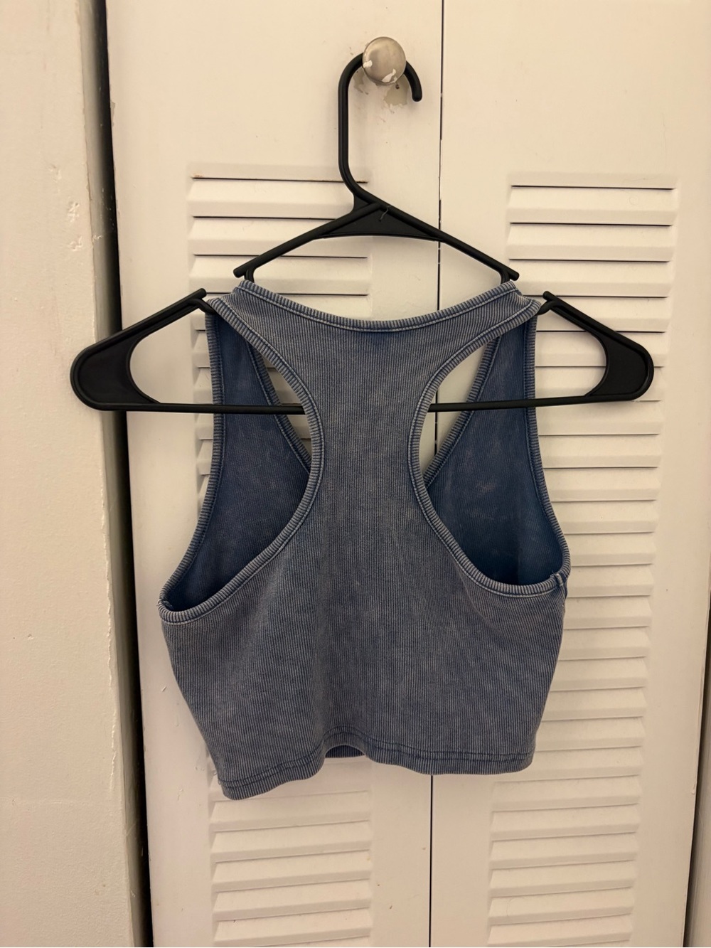 SHEIN Washed Blue V-Neck Ribbed Racerback Tank - Picture 2 of 2